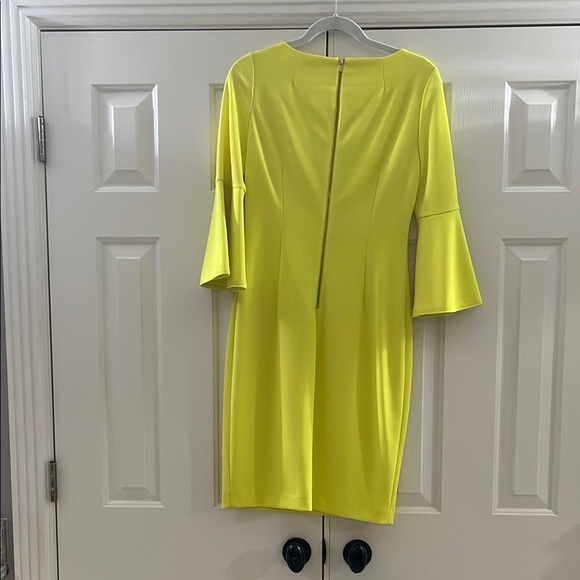 Calvin Klein Yellow Sheath Dress with Bell Sleeves, worn once - Picture 3 of 3